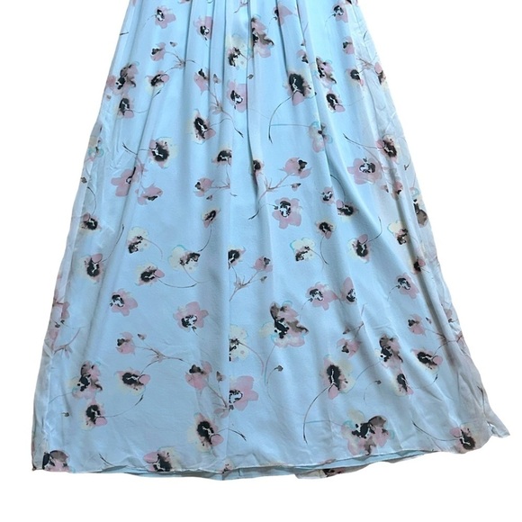 BCBGMAXAZRIA Amber Pearl Blue Floral Strapless Silk Maxi Dress Women’s US 4 - Picture 3 of 8